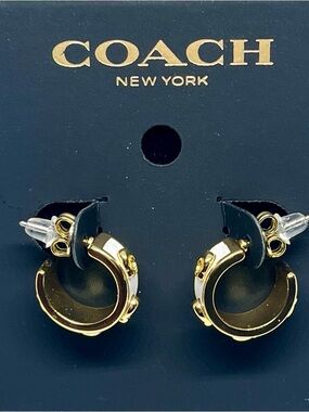 Coach Signature Huggie Earrings NWT